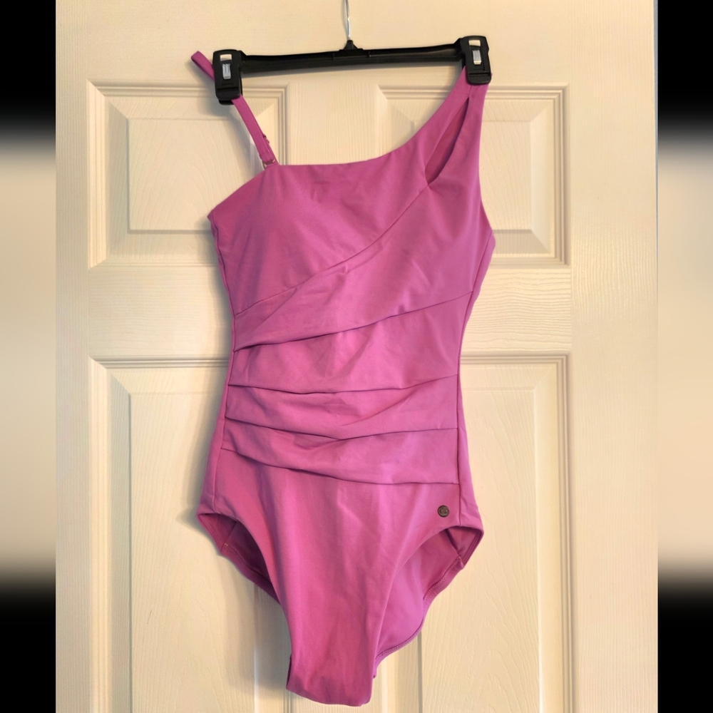 Calia One-Shoulder Pink Ruched Swimsuit